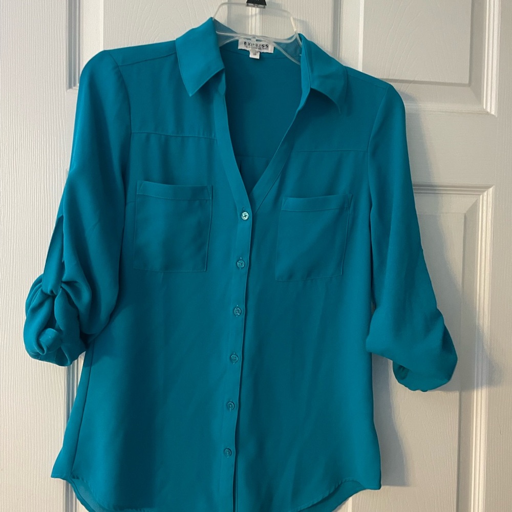 Express Turquoise Button-Down Shirt